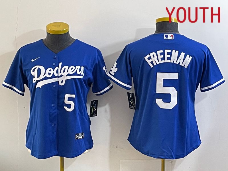 Youth Los Angeles Dodgers #5 Freeman Blue Game 2024 Nike MLB Jersey style 11206